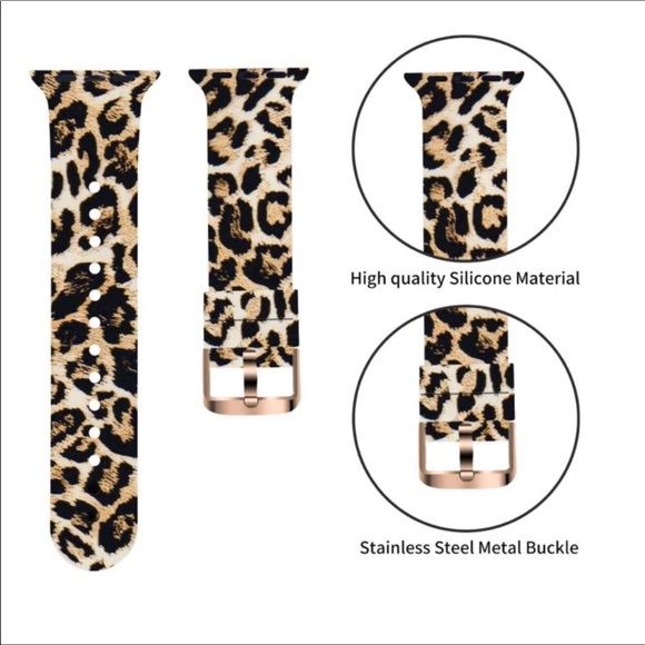 NEW Apple Watch leopard silicone Replacement Band - Picture 2 of 3